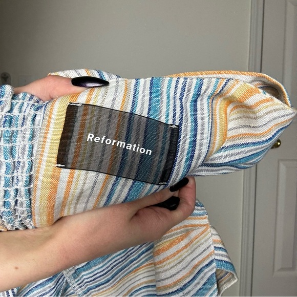 Reformation Striped Square Neckline Romper XS - Picture 5 of 5